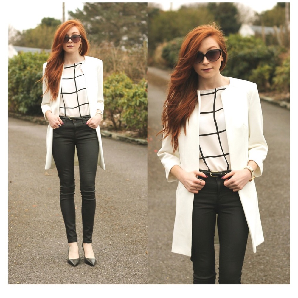 Zara basic white structured coat - Picture 4 of 4